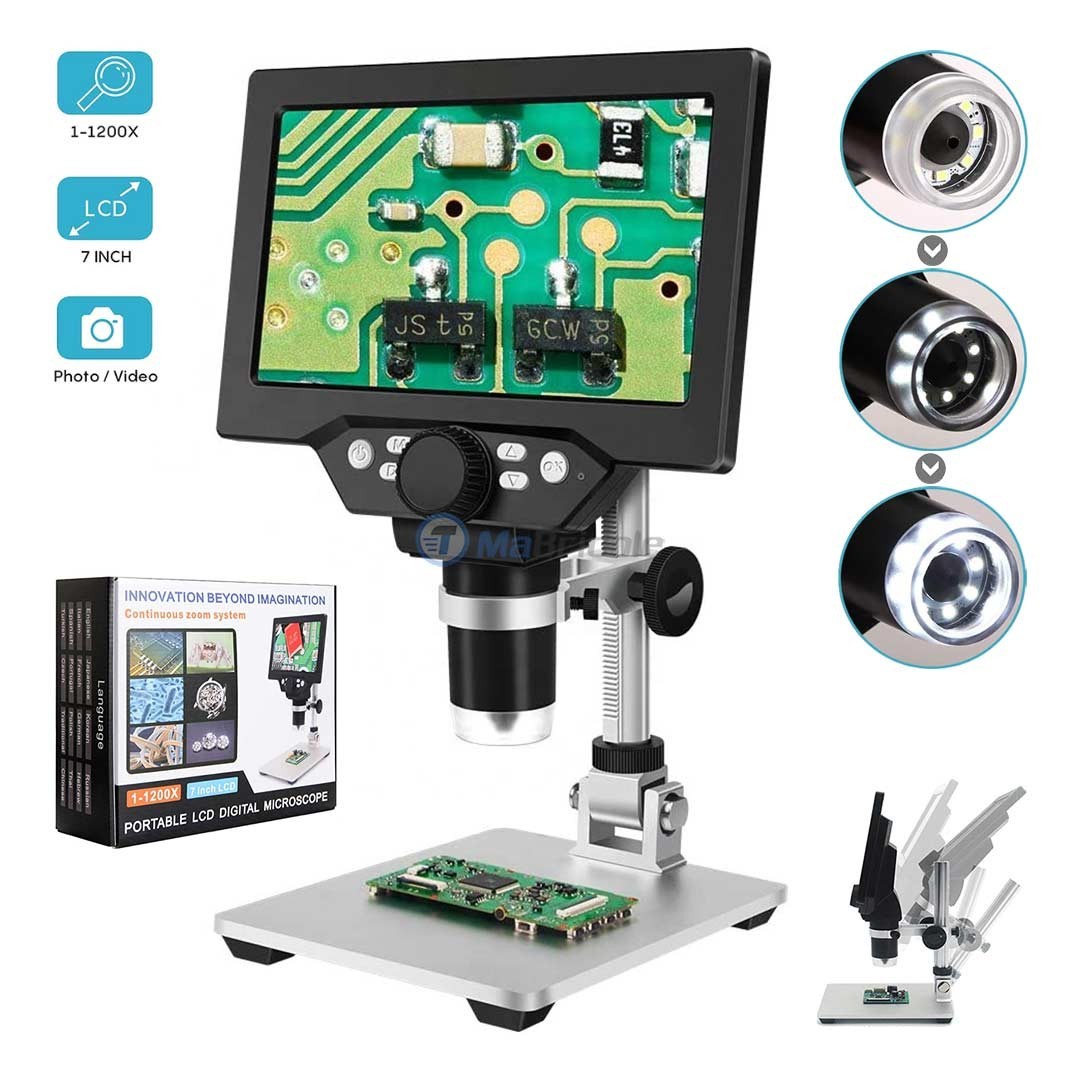 Microscope numérique avec affichage réglable de 9 pouces HD LCD