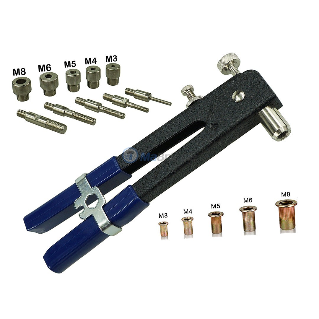 LAFGUR Kit d'outils de rivet d'écrou, 86 pièces M3-M8 Rivet G un outil  d'insertion riveteur de rivet Nutsert Kit de rivetage, rivet de rivet fileté