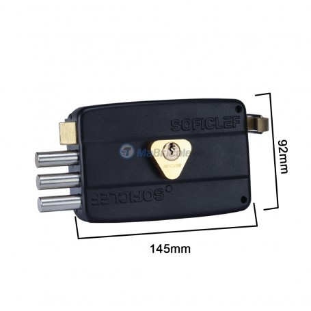 Serrure électrique double cylindre, double bobinage acier inoxydable 12V  SOFICLEF