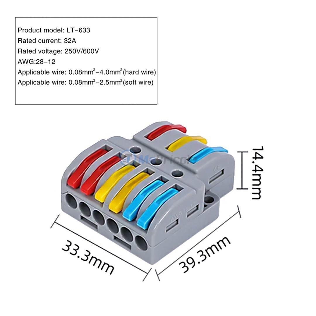 Connecteur électrique rapide 3pins 32A 0,08-2,5mm Certification CQC