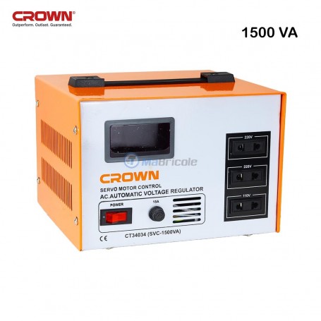Stabilisateur électrique, régulateur de tension 1500VA entré 140-260V sortie 220V et 110V ± 3% CROWN |CT34034