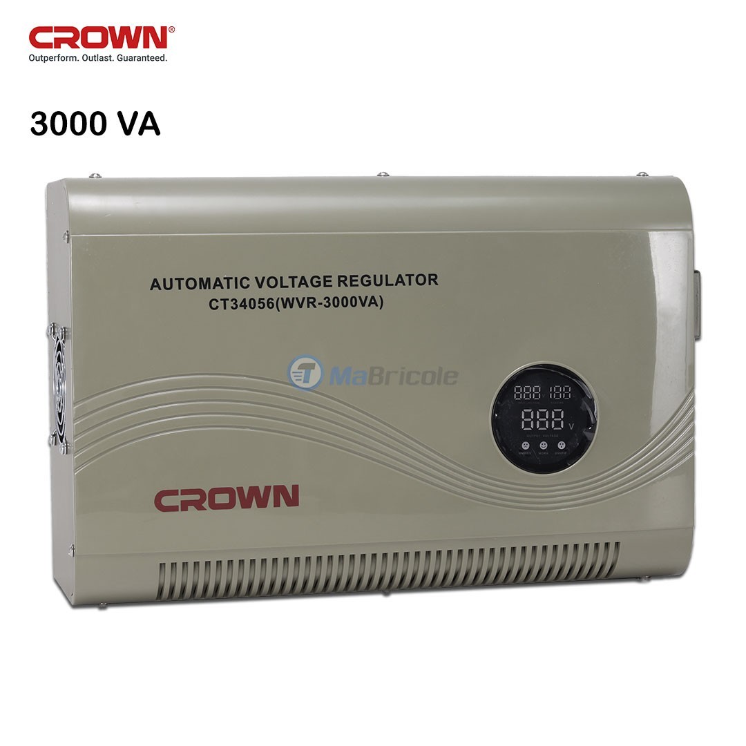 Stabilisateur électrique, régulateur de tension WVR-3000 VA entré 140-260V  sortie 220V ± 10% CROWN