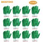 Ensemble de 12 paires de gants de protection vert en 30% polystère et 70% latex BEETRO