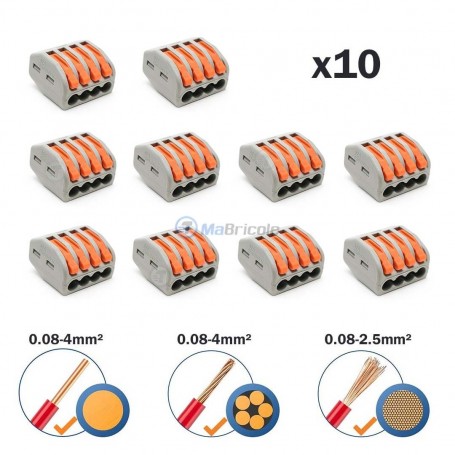 Lots de 10 Pcs Connecteurs électriques rapide 4pins 32A 0,08-2,5mm Certification CQC