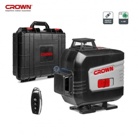 Niveau laser 4 plans 360° 3.7V avec Télécommande et valise CROWN