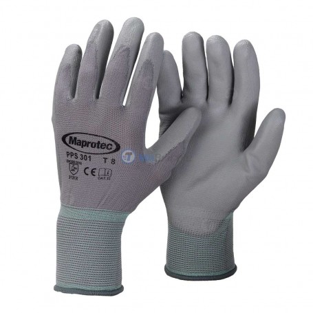 Gants de protection gris en polyester sans couture taille 8 MAPROTEC