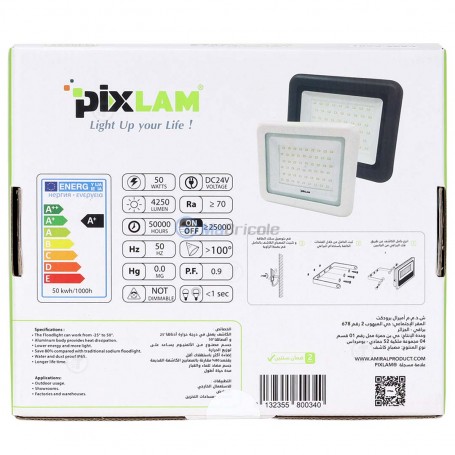 Projecteur LED 50W 4250LM avec détecteur de mouvement PIXLAM